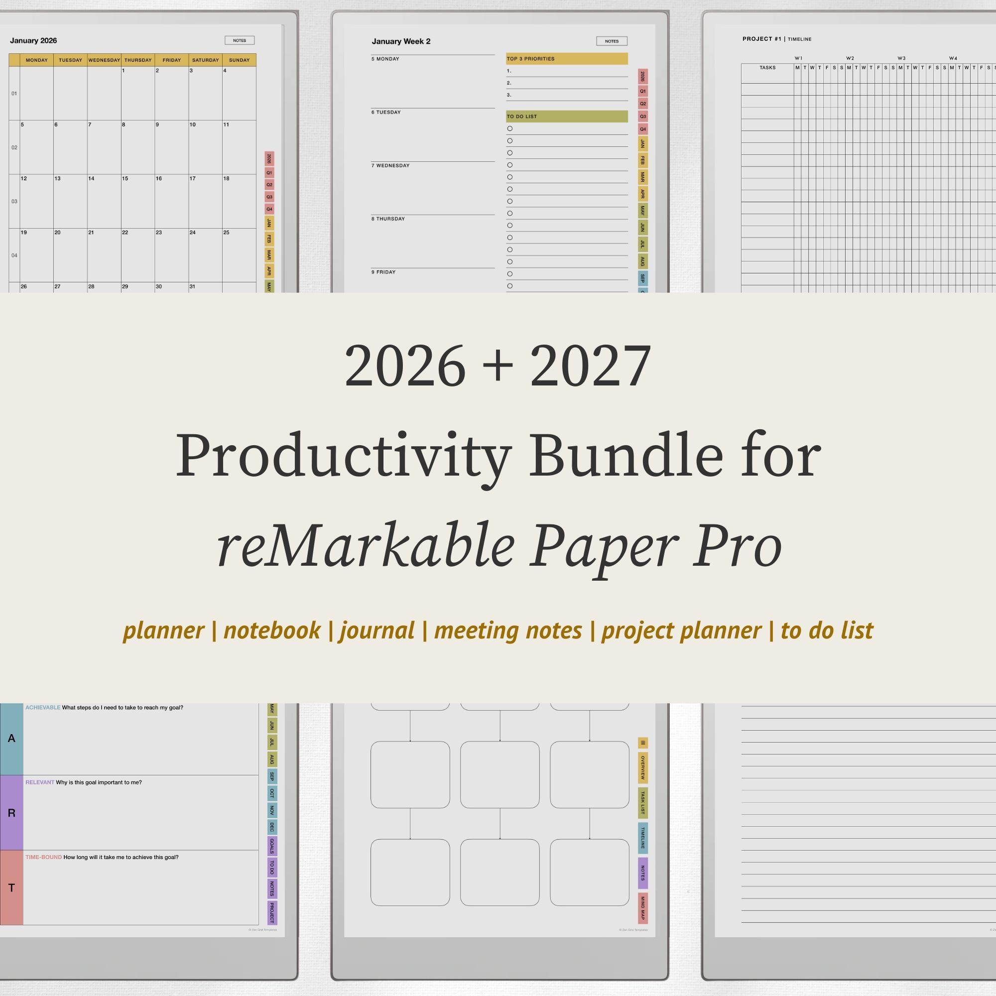Productivity Bundle Template for Remarkable Paper Pro - Etsy
