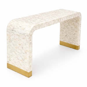 ハンドメイドの骨象嵌コンソールテーブル | 曲線的な光学デスク | ワークデスク | ハンドメイドUデスク | ホームデコレーション家具