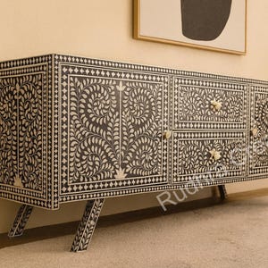 Bone Inlay Media-Console | Handmade Media-Storage | TV Cabinet | Media Cabinet | Moroccan TVC | Home-Decor | Handcrafted Furniture