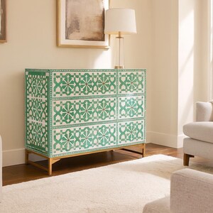 Handmade Bone Inlay 6-Drawer Dresser, Chest of Drawer, Handcrafted Storage cabinet, Buffet, Handmade Side-Board