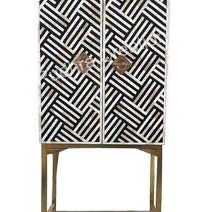 Bone Inlay Bar Cabinet | Wine Storage unit | Storage Furniture | Home Bar | Home Decor | Handmade Furniture | Interior Furniture