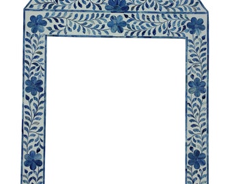Bone Inlay Mirror-Frame | Floral Wall Decor Mirror with Frame | Handcrafted Vanity-Mirror | Home-Decro Gift Article