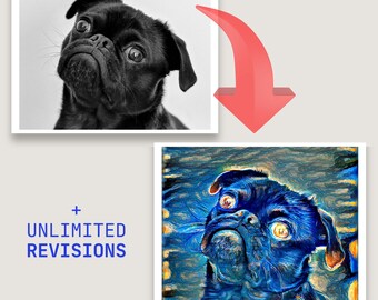 Personalised Pet Portrait | Artistic Style Digital File |  Personalized Pet Artwork | Unique Gift for Pet Parents