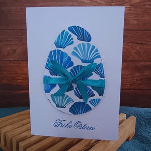 Maritime Osterkarte – Osterei aus maritimem Papier – versende liebe Grüße und teile deine Meerliebe zu Ostern mit Familie & Freundinnen
