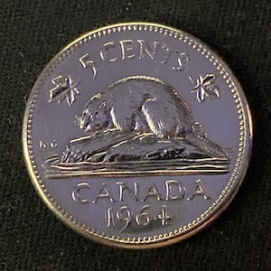 希少な 1964 年 5 セントカナダコイン - エリザベス 2 世女王の