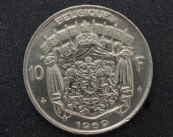 1969 10 Francs Belgium Coin - Historical Numismatic Collectible