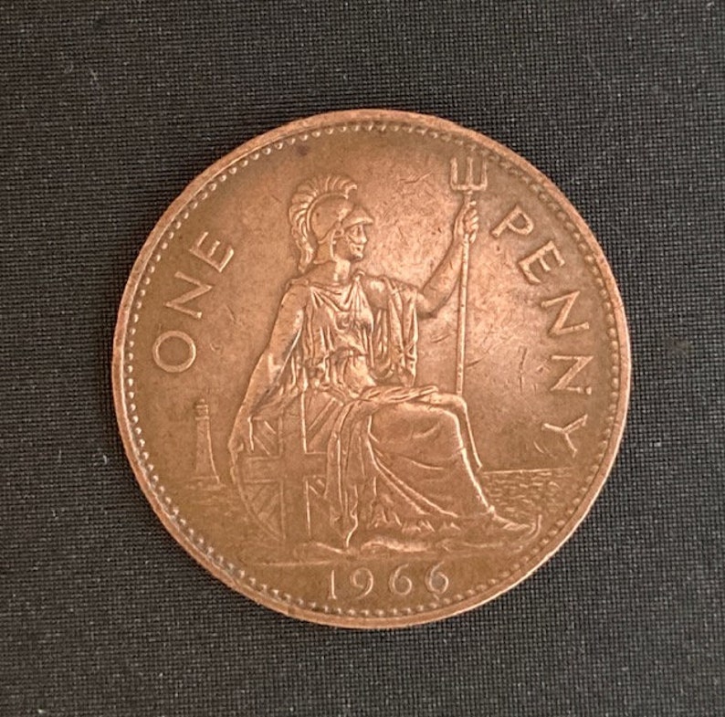 1966-one-penny-uk-coin-vintage-british-currency-collectible-etsy-uk