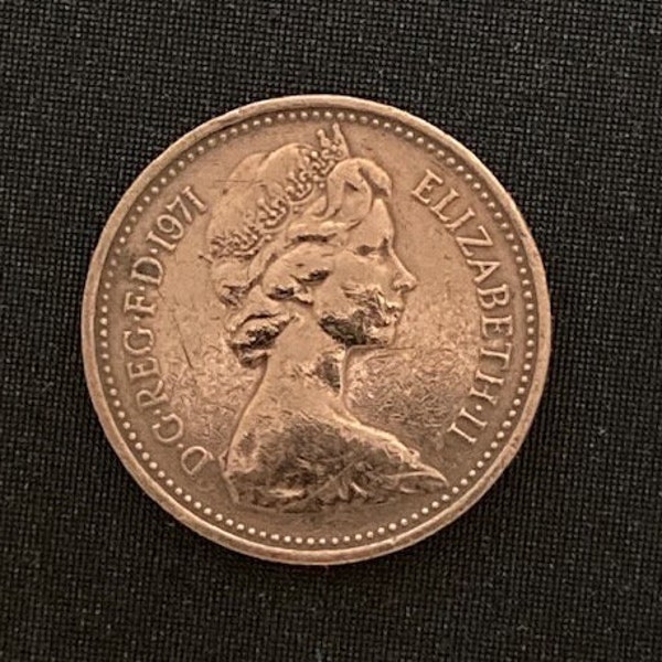 1971 One New Penny UK - Queen Elizabeth II Rare Coin