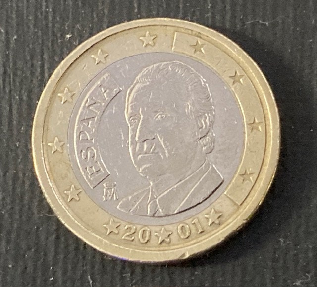 Highly Soughtafter 2001 1 Euro Spain Coin Featuring King Juan Carlos I Etsy