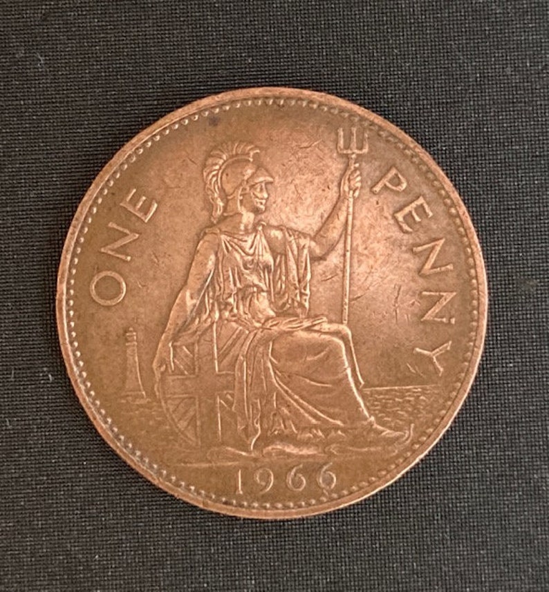 1966-one-penny-uk-coin-vintage-british-currency-collectible-etsy