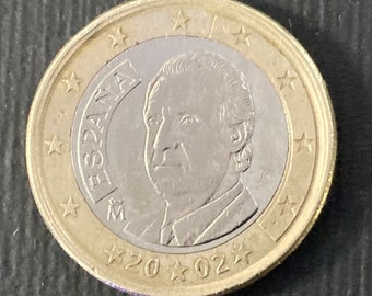 Rare 2002 1 Euro Spain Coin featuring the Beloved King Juan Carlos I!
