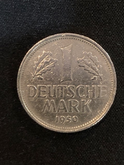 1950年 ドイツ 1 ドイツマルク硬貨 - ヴィンテージドイツ通貨
