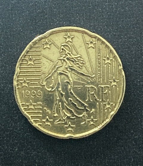 1999 France 20 Euro Cent Coin - Vintage French Currency