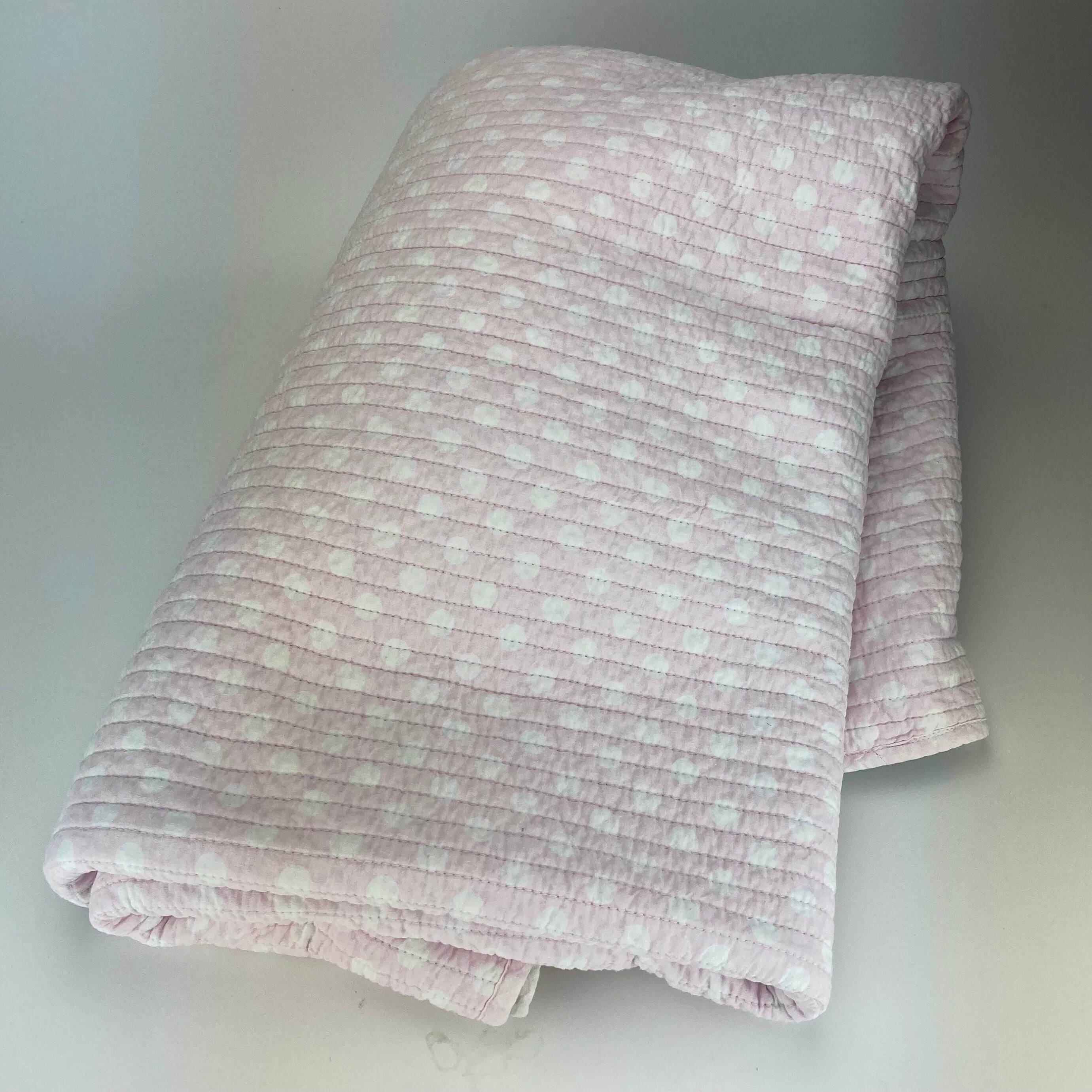 Large Vintage Style Cotton Quilt Roses Stripes Spots Pink Etsy UK