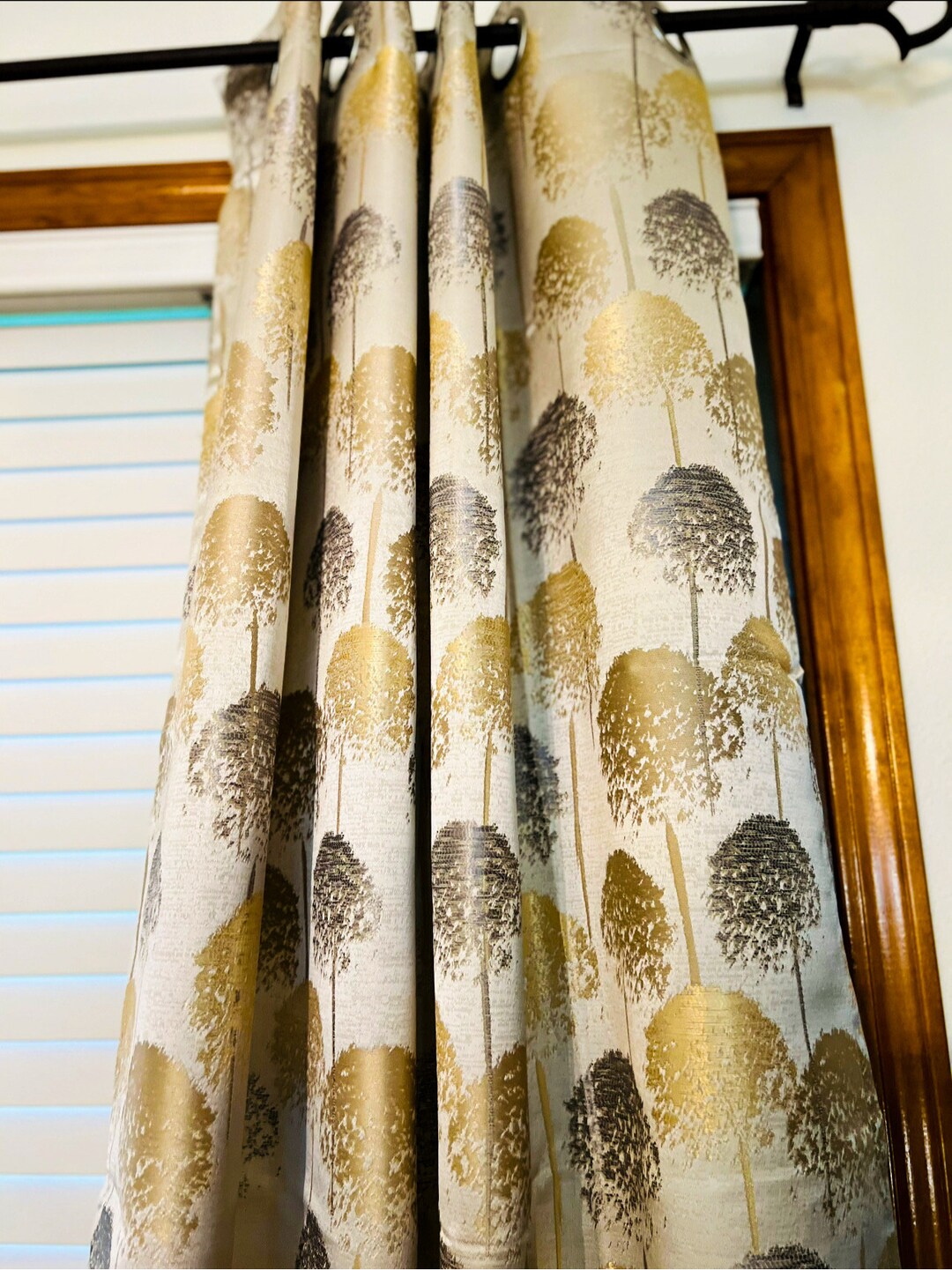 Gold Tree Pattern Grommet Curtain Panel, Bohemian Accent Decor (48x84 ...