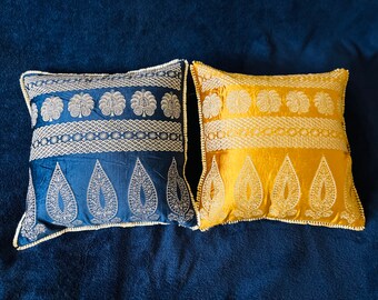 Capa de almofada de veludo bordada Zari feita à mão, decoração floral para casa