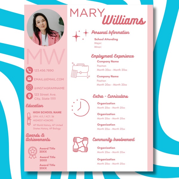 Pink Sorority Recruitment Resume & Cover Letter Template