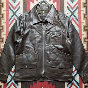 Double RL RRL Ralph Lauren Vintage Utility Hunting Shooting Leather Jacket Coat