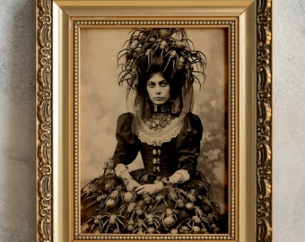 Victorian Spider Lady Print, Vintage PRINTABLE Wall Art, Dark Occult Poster, Gothic Gift, Witchcraft, Esoteric Home Decor
