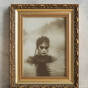 Gothic Nymph Vintage Poster, PRINTABLE Eerie Victorian Photograph, Dark Home Wall Decor, Haunting Art, Creepy Ghost Woman Print, Goth Photo