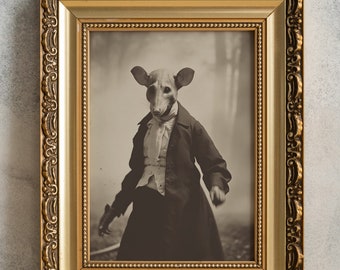 Gothic Rat Vintage Poster, PRINTABLE Spooky Rodent Photograph, Macabre Wall Decor, Animal Lover Gift, Creepy Art, Eerie Home Aesthetic Print