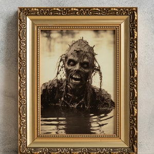 Creepy Swamp Man Photo, PRINTABLE Vintage Horror Art, Witchy Well Decor, Gothic Print