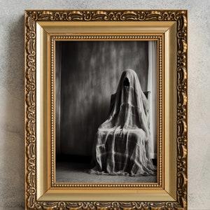 Creepy Chair Ghost Poster, PRINTABLE Gothic Wall Art, Witchy Decor, Goth Victorian Print, Vintage Photograph, Horror Photo