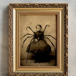 Creepy Spider Girl Print, PRINTABLE Vintage Poster, Home Decor, Halloween Cottagecore, Art Poster Print, Dark Academia, Gothic Victorian