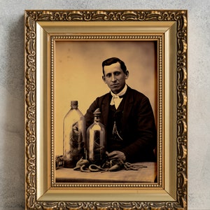 Snake Oil Salesman Photograph, Victorian Gentleman, Apothecary, PRINTABLE Wall Art, Goth Poster Print, Vintage Photo, Antique