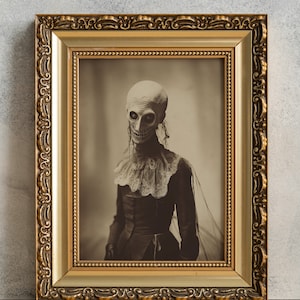 Gothic Abomination Creepy Portrait, PRINTABLE Vintage Photographic Horror Art, Macabre Aesthetic Wall Print, Eerie Decor Halloween Photo