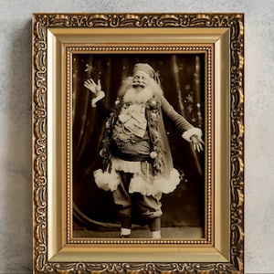Scruffy Jolly Santa Claus, Vintage Father Christmas Wall Art, PRINTABLE Old Photo, Antique Victorian Photography, Wacky Happy Bearded Man