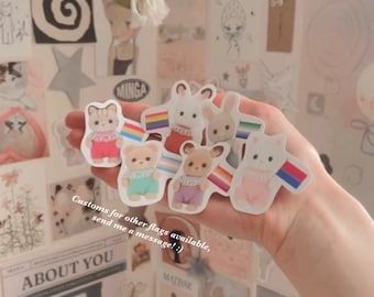 Pride flag critters stickers | coquette sticker | aesthetic sticker | trendy sticker | laptop decal |downtown girl