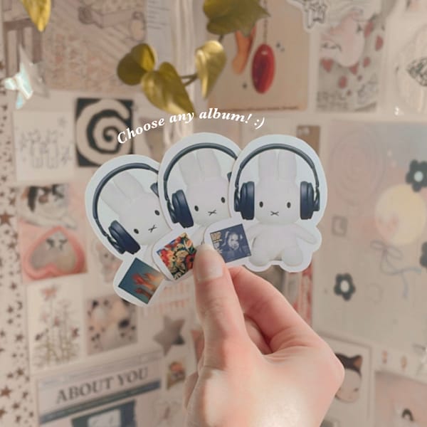 CUSTOM miffy with album sticker | coquette sticker | cute sticker | aesthetic sticker | trendy sticker | laptop decal | downtown girl