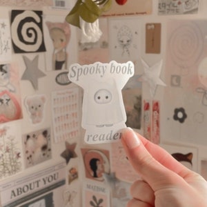 Spooky book reader sticker | cute bookish sticker | book lover gift | aesthetic reader sticker | kindle sticker | book cart sticker
