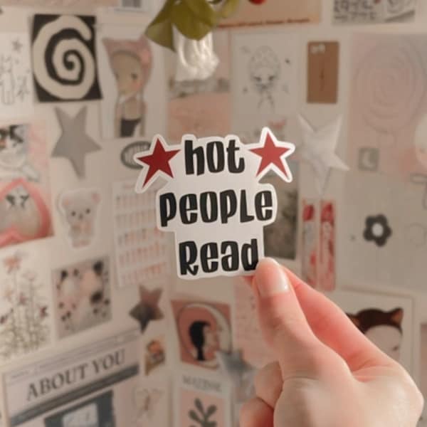 Hot people read sticker | cute bookish sticker | book lover gift | aesthetic reader sticker | kindle sticker | book cart sticker