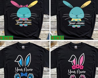 Easter Personalized TShirt, Rabbit Easter Bunny Shirt, Easter Family Matching Gift T-shirt Cute Easter Gift For Mummy Daddy Sister J