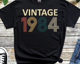 Vintage 1984 Birthday T Shirt, 40th Birthday Shirt, Customize 2024 Birthday Shirt, Ladies 40th Birthday Personalized tee, Gift for Mum, 1319