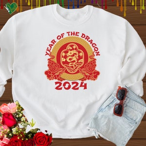 Sweat-shirt cadeau de l&#39;année du dragon, année du dragon, 2024 pull Happy New Year, joyeux nouvel an chinois, cadeau pour pull unisexe, 2921