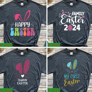 Happy Easter Shirt, Family Easter 2024, Funny Easter tee, Family Bunny Shirt, Easter Love Shirt, Cute Bunny Ears tee, Family Matching tee, G Dark Heather Grey