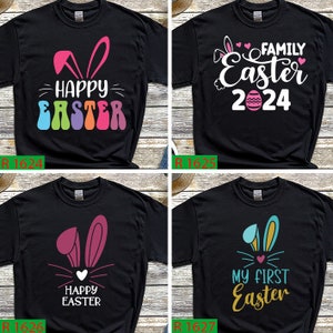 Happy Easter Shirt, Family Easter 2024, Funny Easter tee, Family Bunny Shirt, Easter Love Shirt, Cute Bunny Ears tee, Family Matching tee, G Black