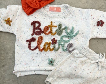 Confetti Two-Piece Embroidered Sweater Tee set