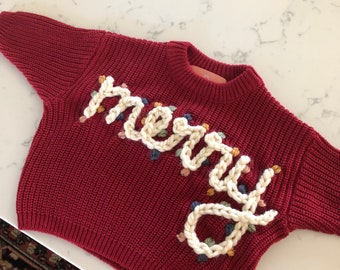 RED BERRY Name Personalized Embroidered Sweater