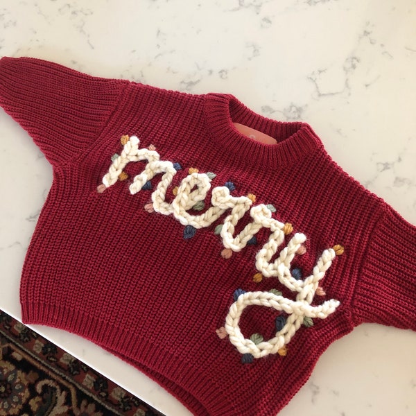 RED BERRY Name Personalized Embroidered Sweater