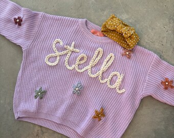 LAVENDER Name Personalized Embroidered Sweater