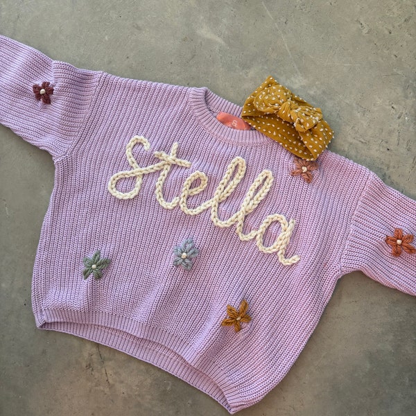LAVENDER Name Personalized Embroidered Sweater
