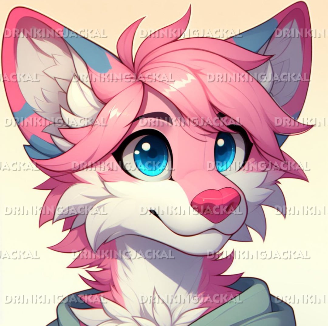 Fursona Adopt With Vinyl Decal, Premade Pink Blue Dog Fox Hybrid please ...