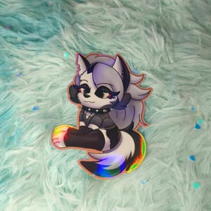 Loona Hellhound holografisk klistermärke - Helluva Boss Fanart