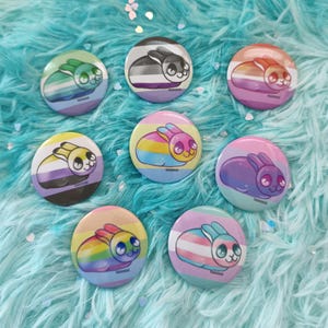 Insignias de conejo Pride Loaf: pines artísticos de conejo chibi LGBTQ+