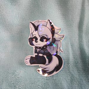 Loona Hellhound Holographic Art Sticker - Helluva Fanart Cute Furry Wolf