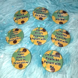 Disability Awareness Sunflower Badges - Invisible Disabilities Pin Sun flower lanyard Disabled - Please Be Patient With Me